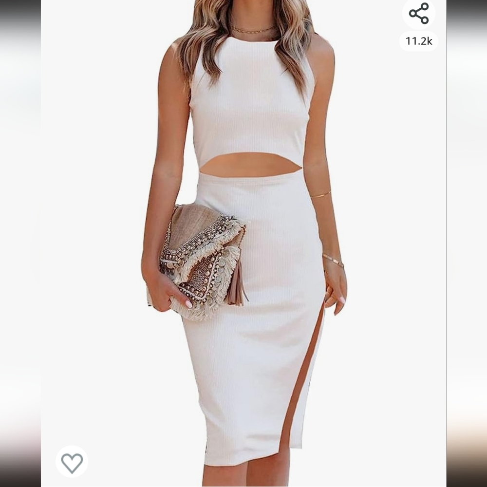 Women's Midi Bodycon White Dress sz M